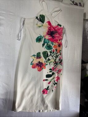 Floral White Spaghetti-Strap Dress0050